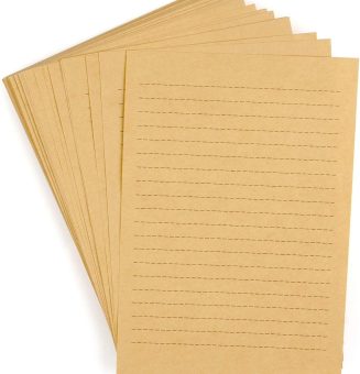 100 Sheets Vintage Kraft Stationary Paper 5.71 x 8.27 inch, A5 Size 120gsm Lined Stationery Writing Letter Papers Bulk Set for Personalized Letters, Creative Poems, Lyrics, Office Notes, etc