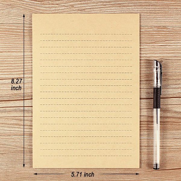 100 Sheets Vintage Kraft Stationary Paper 5.71 x 8.27 inch, A5 Size 120gsm Lined Stationery Writing Letter Papers Bulk Set for Personalized Letters, Creative Poems, Lyrics, Office Notes, etc - Image 4