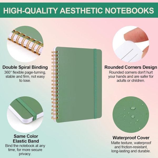 Utron 3 PCS Small Spiral Notebook 5x7, Notebooks for Note Taking, Morandi Spiral Journal Notebook, Work Notebook Small Notebooks 5x7 with Strap, Cute Notebooks for Women 70 Sheets/Note Books - Image 3