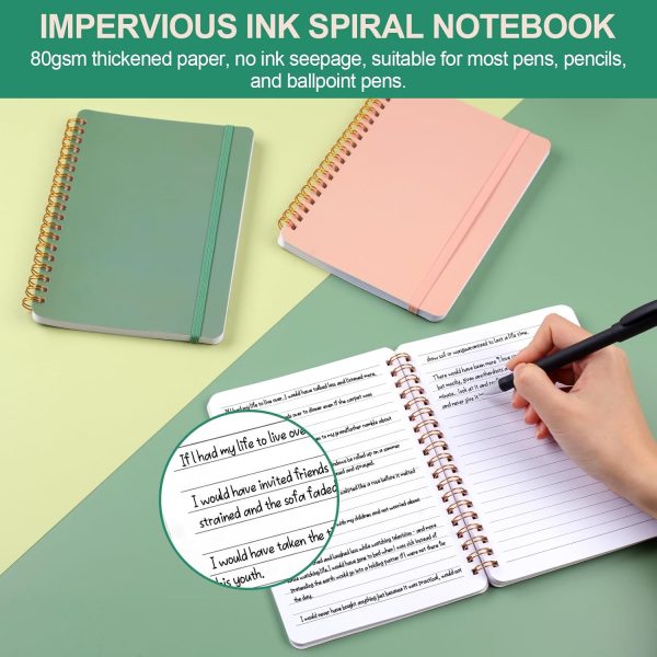 Utron 3 PCS Small Spiral Notebook 5x7, Notebooks for Note Taking, Morandi Spiral Journal Notebook, Work Notebook Small Notebooks 5x7 with Strap, Cute Notebooks for Women 70 Sheets/Note Books - Image 4