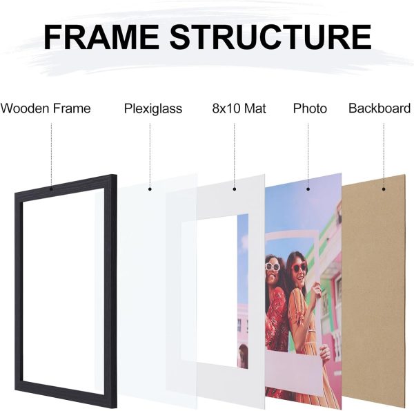 Vittanly 11x14 Picture Frame, Display Pictures 8x10 with Mat or 11x14 without Mat, Photo Frame for Wall Mounting, Black, 1 Pack - Image 4