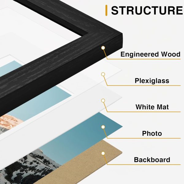 Vittanly 15 Pack Picture Frames Collage Wall Decor for Mounting or Tabletop Display, Gallery Frame Set for Family, Multi Sizes Including 3pcs 8x10, 6pcs 5x7, 6pcs 4x6, Black - Image 6