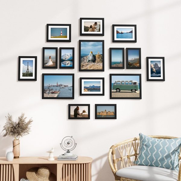 Vittanly 15 Pack Picture Frames Collage Wall Decor for Mounting or Tabletop Display, Gallery Frame Set for Family, Multi Sizes Including 3pcs 8x10, 6pcs 5x7, 6pcs 4x6, Black - Image 8