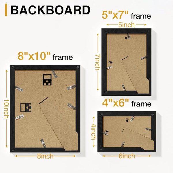 Vittanly 15 Pack Picture Frames Collage Wall Decor for Mounting or Tabletop Display, Gallery Frame Set for Family, Multi Sizes Including 3pcs 8x10, 6pcs 5x7, 6pcs 4x6, Black - Image 9